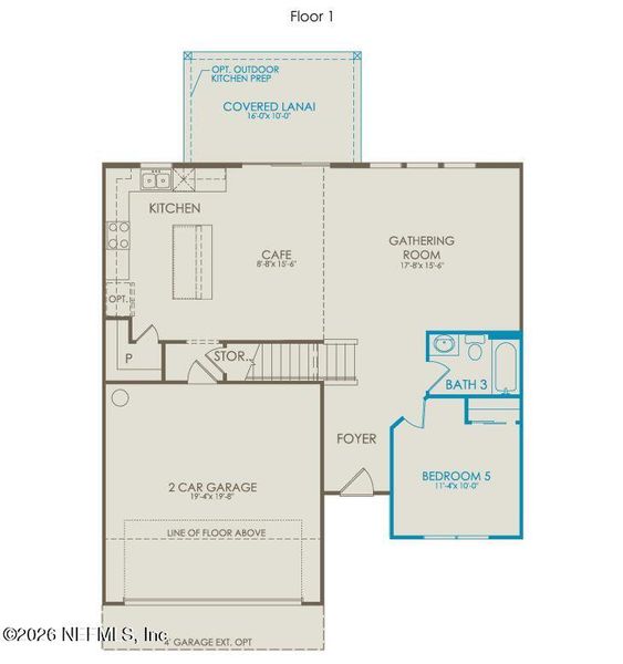 2D floor plan layout of this home in The Landings at Saint Johns, St. Johns, FL (Image 4).