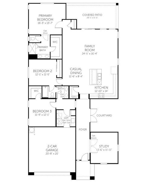 2D floor plan layout for the Helios - Single Family Homes by Dream Finders Homes in Apache Farms, Buckeye, AZ (Image 3).