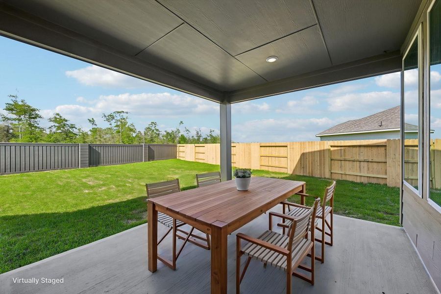 Exterior details and patio area of a home in Riviera Pines - Classic Series, Huffman (Image 28).