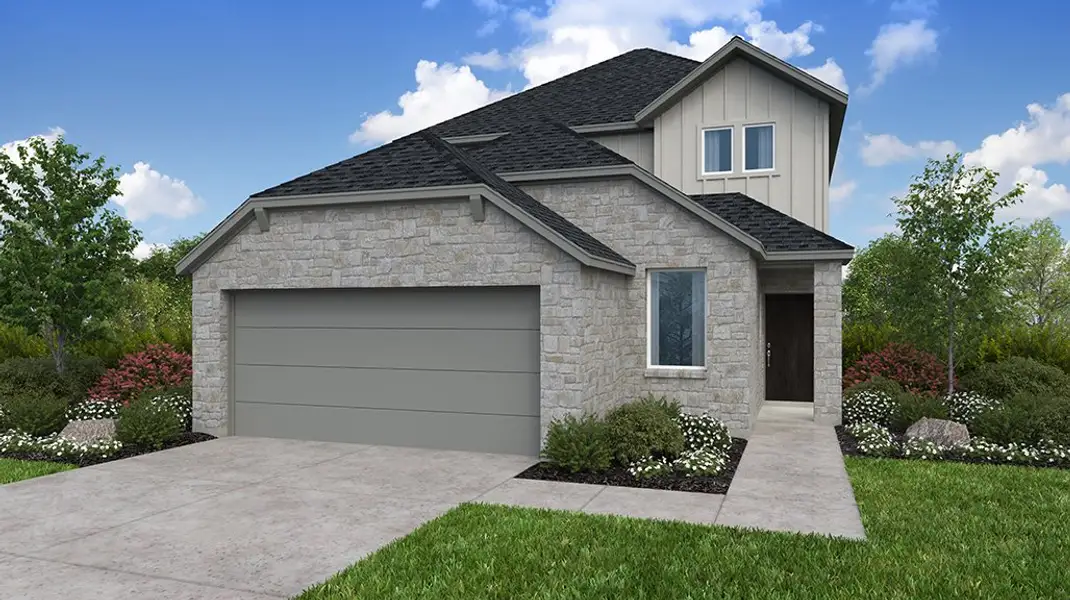 Front exterior of a new home in Trillium, Richmond, TX, highlighting curb appeal (Image 1). Front exterior of a new home in Trillium, Richmond, TX, highlighting curb appeal (Image 1).