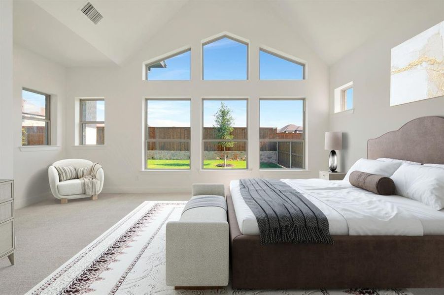 Spacious interior featuring a vaulted ceiling and an array of windows providing abundant natural light Spacious interior featuring a vaulted ceiling and an array of windows providing abundant natural light