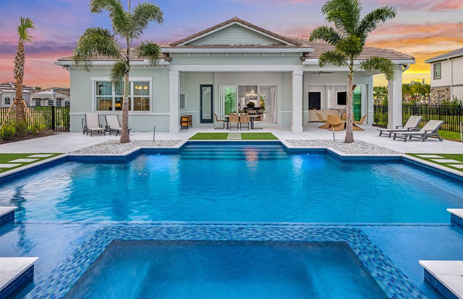 Exterior details and patio area of a home in Avondale at Avenir, Palm Beach Gardens (Image 3).