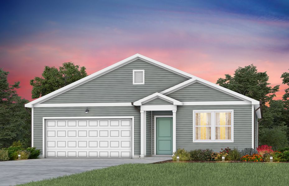 Front exterior of a new home in Highlands of Carter's Station, Columbia, TN, highlighting curb appeal (Image 14).