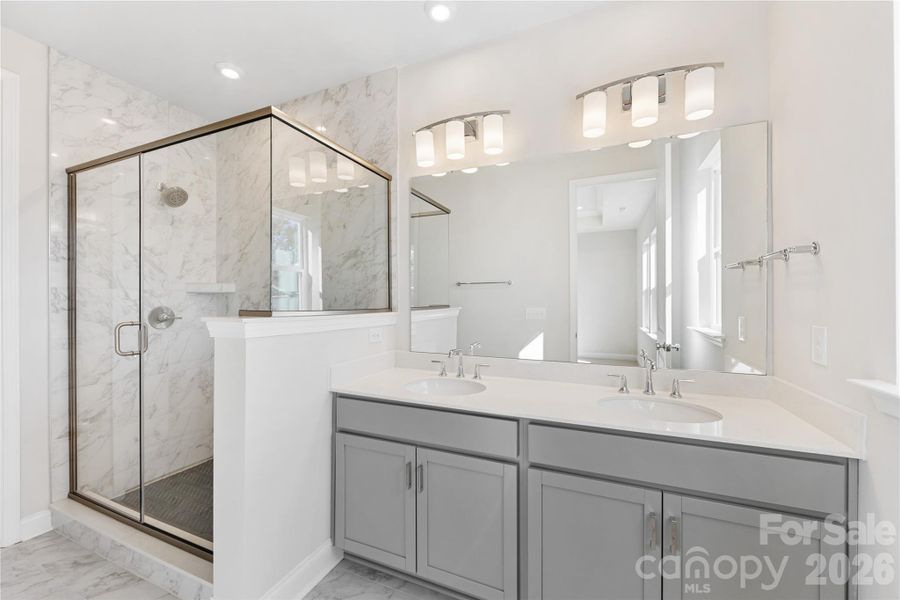 Primary Bathroom with Dual Vanity and