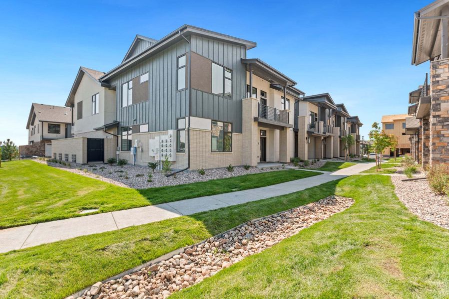 Representative exterior photo of a completed home built from the Columbia by Landmark Homes in Northfield - The Flats, Fort Collins, CO (Image 13).