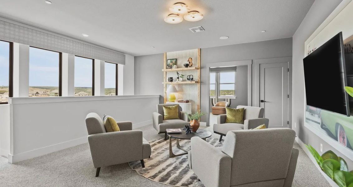 Representative furnished interior of a home built from the Stetson by Chesmar Homes in Sweetwater, Austin (Image 19).
