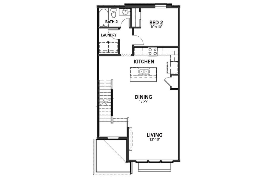 2D floor plan layout for the Crestone by Brightland Homes in Windler Townhomes, Aurora, CO (Image 4).