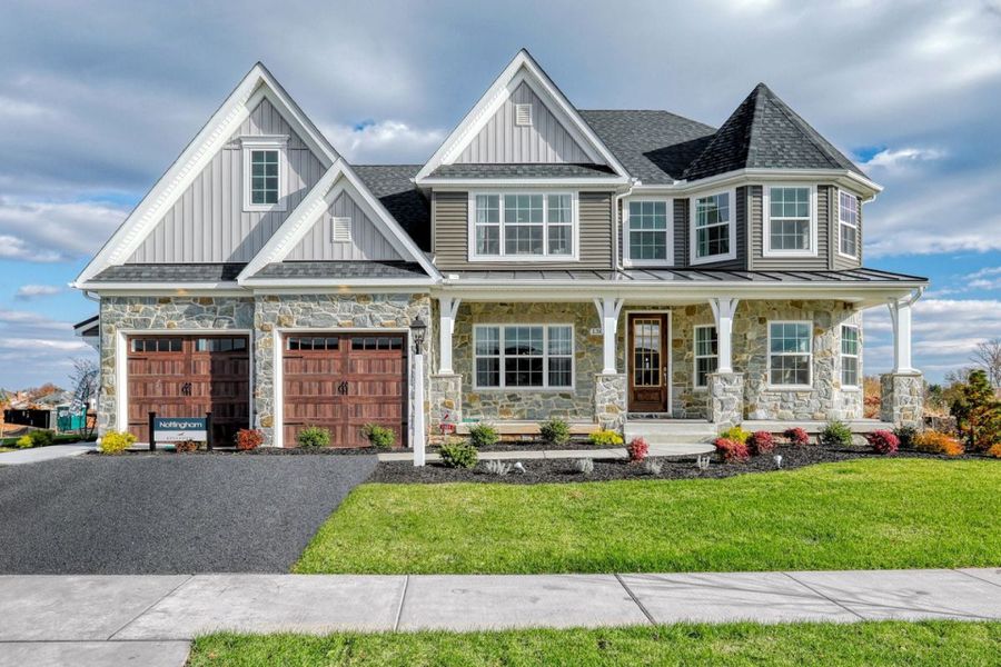 Representative exterior photo of a completed home built from the Nottingham by Keystone Custom Homes in McLean South Shore, Belmont, NC (Image 15).