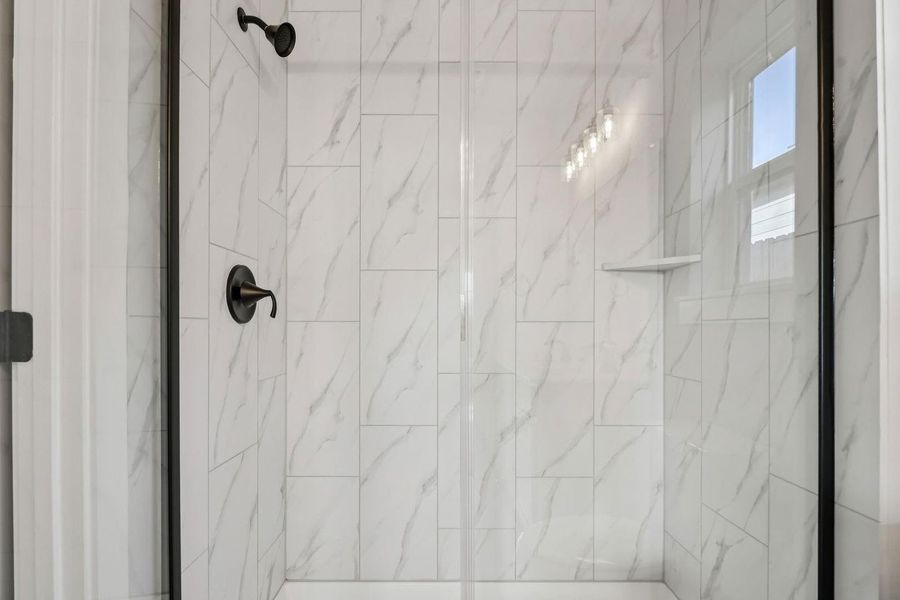 Bathroom view of a shower stall