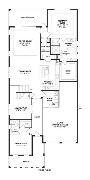 2D floor plan layout for the Grayson II by K. Hovnanian® Homes in Osprey Ranch, Winter Garden, FL (Image 3).