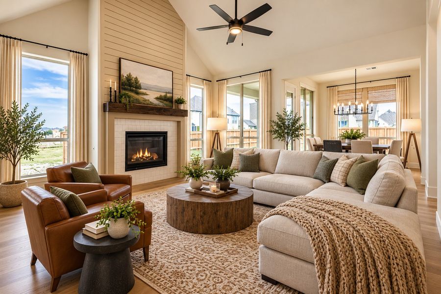 Virtually staged living room for 4408 Lamplights Drive