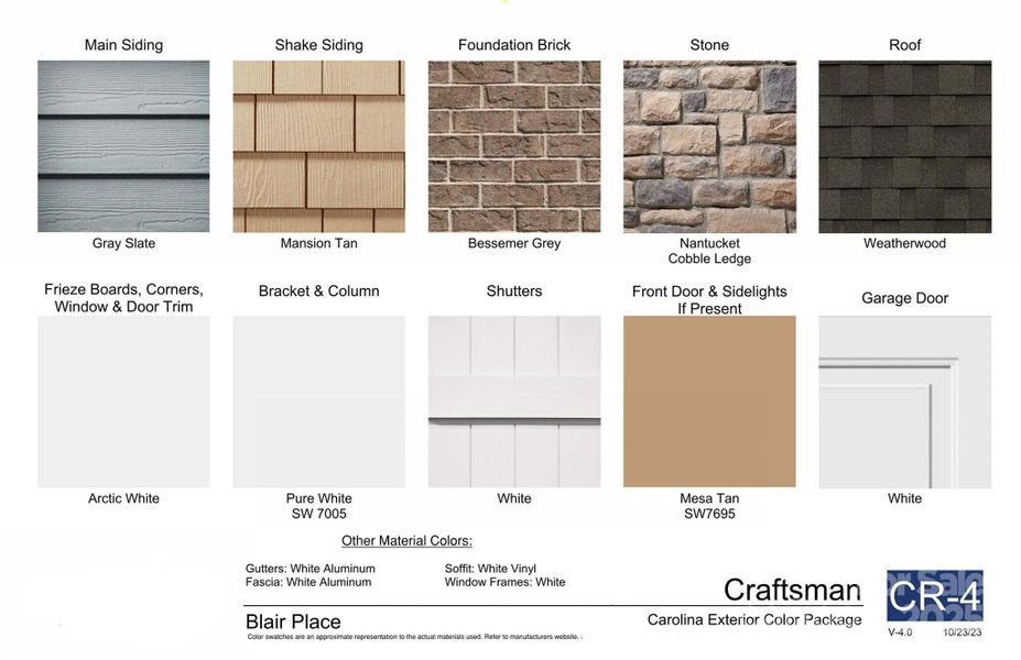 Exterior Color Scheme.  May not be modified or changed in any way,