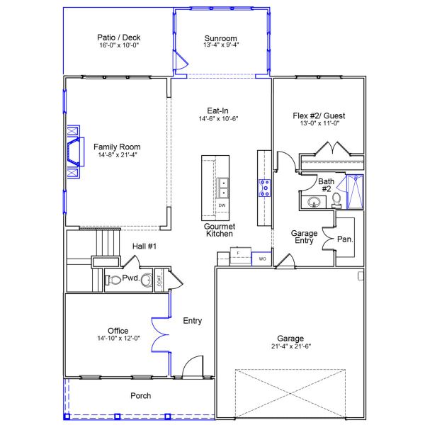 2D floor plan layout of this home in Indigo at Abbey Preserve, Wilmington, NC (Image 3).