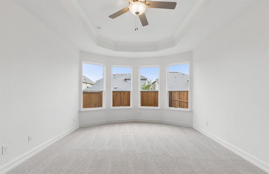 Primary suite with bay windows