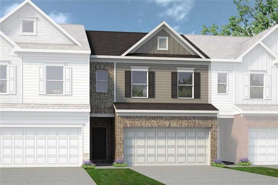 Front exterior of a new home in Franklin Manor, Lawrenceville, GA, highlighting curb appeal (Image 1). Front exterior of a new home in Franklin Manor, Lawrenceville, GA, highlighting curb appeal (Image 1).