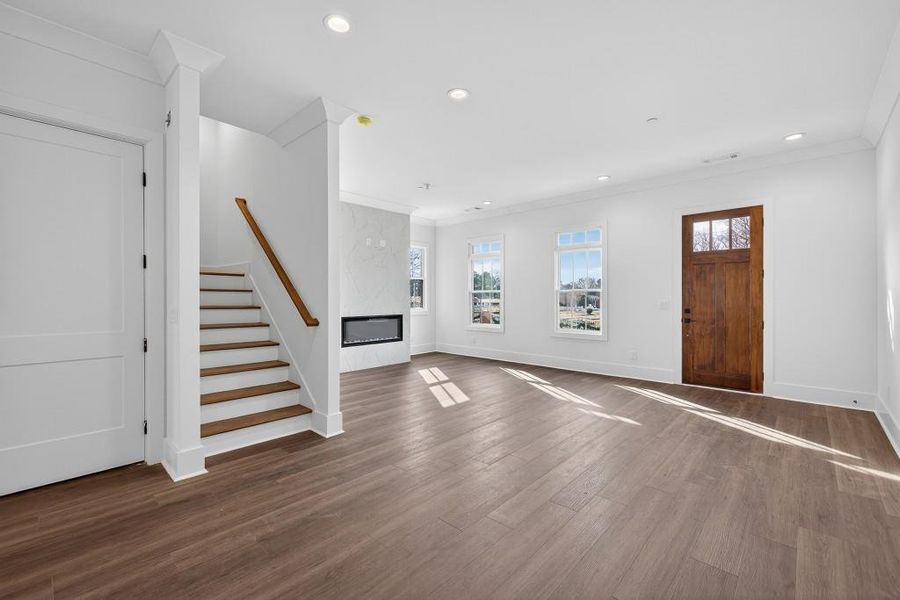 Spacious, unfurnished interior of a new home in Skyview On Broad, Sugar Hill (Image 23). Spacious, unfurnished interior of a new home in Skyview On Broad, Sugar Hill (Image 23).