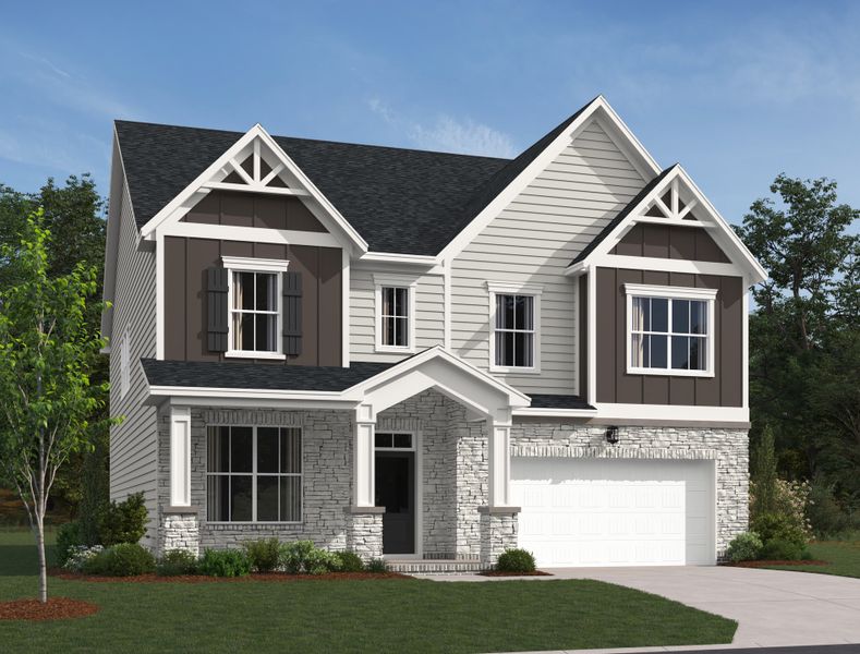 Representative exterior photo of a completed home built from the Meaghan by Ashton Woods in Willow Landing, Mount Juliet, TN (Image 1).