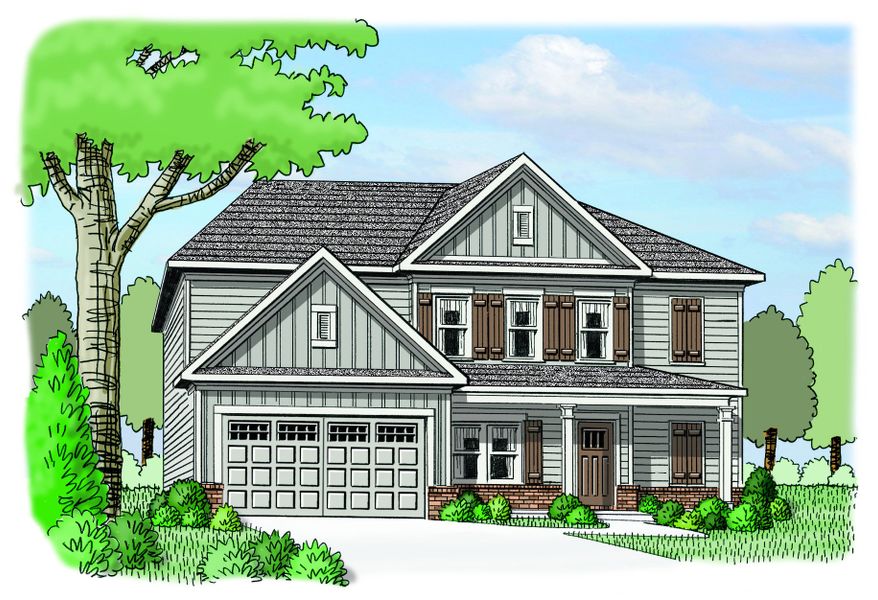 Front exterior of a new home in Cherokee Knoll, Williamston, SC, highlighting curb appeal (Image 1).