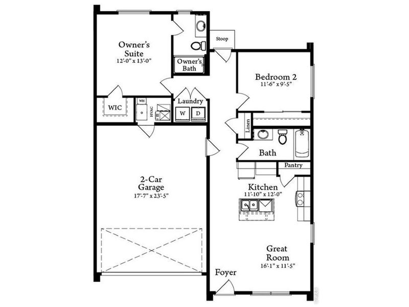 2D floor plan layout of this home in Liberty Draw, Evans, CO (Image 2). 2D floor plan layout of this home in Liberty Draw, Evans, CO (Image 2).