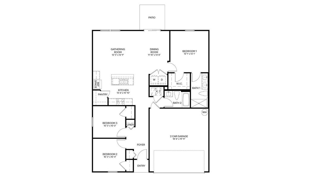 2D floor plan layout for the Archer+ by D.R. Horton in Bridle Creek Express, Jacksonville, FL (Image 3).