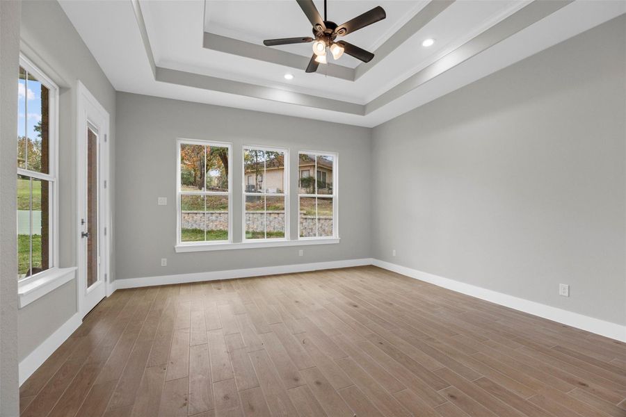 Primary bedrooms with trey ceilings & lots of light Primary bedrooms with trey ceilings & lots of light