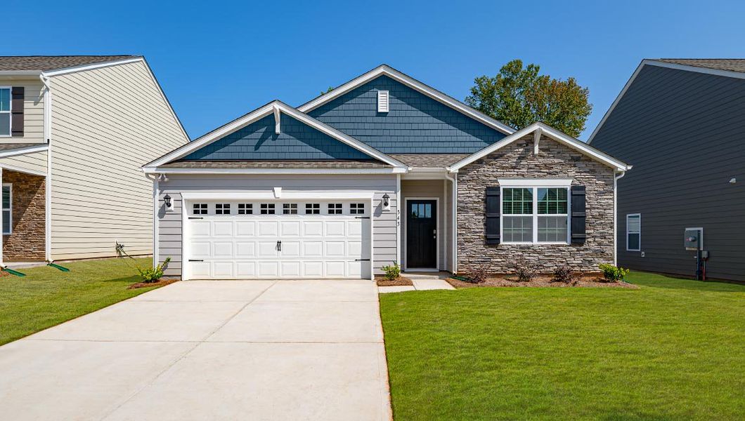Front exterior of a new home in Shepherd's Farm, Mooresville, NC, highlighting curb appeal (Image 1). Front exterior of a new home in Shepherd's Farm, Mooresville, NC, highlighting curb appeal (Image 1).