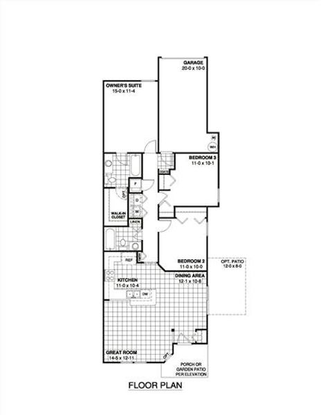 2D floor plan layout for the The Magnolia by Bigelow Homes in Creekside, Kyle, TX (Image 2).