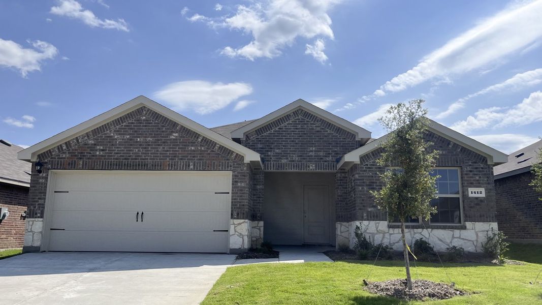 Representative exterior photo of a completed home built from the Denton by D.R. Horton in Riverfield, Josephine, TX (Image 1). Representative exterior photo of a completed home built from the Denton by D.R. Horton in Riverfield, Josephine, TX (Image 1).