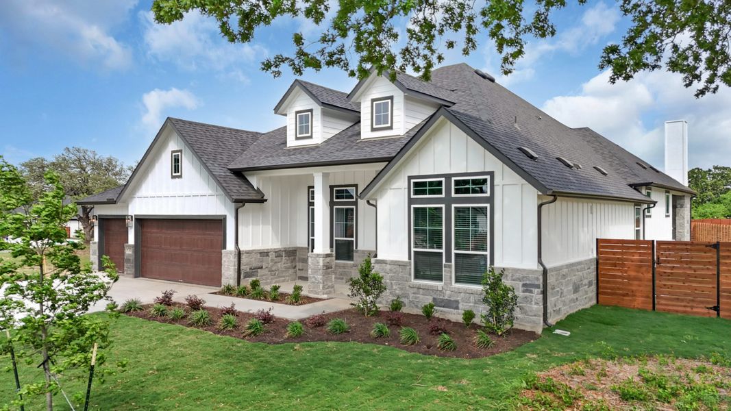 Front exterior of a new home in Broken Oak, Georgetown, TX, highlighting curb appeal (Image 30).