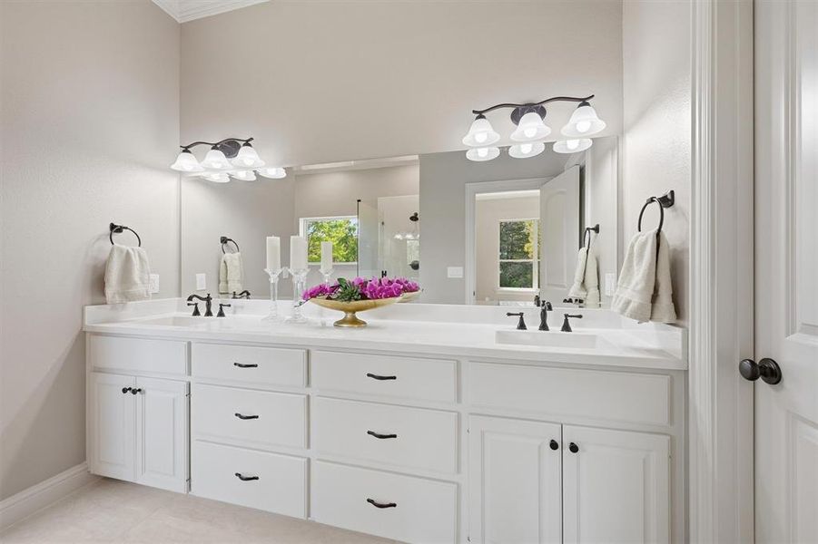 His and Hers double sinks with 2 master closets