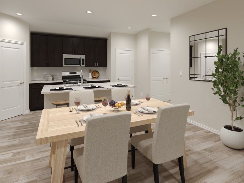 Furnished interior view inside a new home in Cibolo Hills West - Spring Series, Fort Worth (Image 4). Furnished interior view inside a new home in Cibolo Hills West - Spring Series, Fort Worth (Image 4).