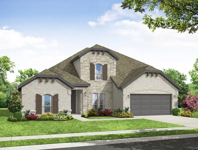 Representative exterior photo of a completed home built from the Kingsgate by Impression Homes in Still Water Lake Estates, Godley, TX (Image 9). Representative exterior photo of a completed home built from the Kingsgate by Impression Homes in Still Water Lake Estates, Godley, TX (Image 9).