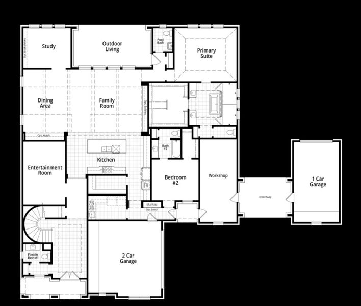 2D floor plan layout for the SienaGR by Highland Homes in Estates at Bristol Valley, Heath, TX (Image 2).