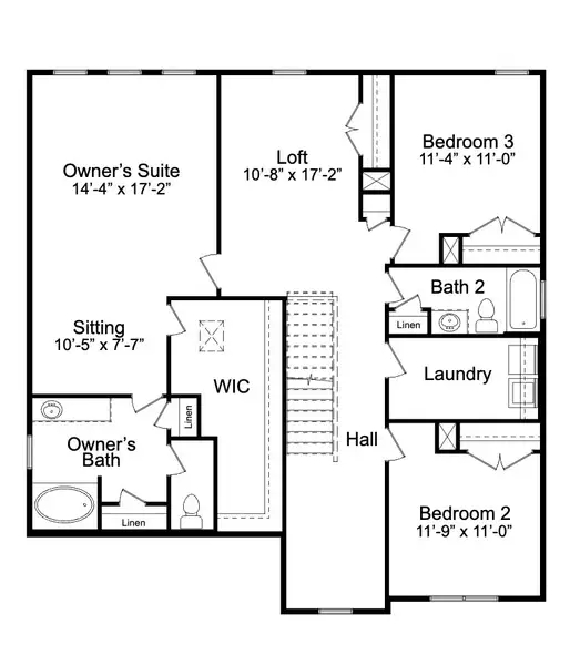 2D floor plan layout for the Westin A by JC Jackson Homes,LLC in Heritage Pointe, Newport, NC (Image 4).