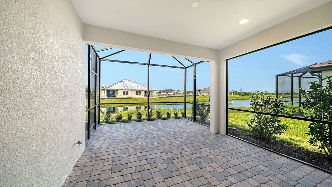 Exterior details and patio area of a home in Vistera of Venice Real Estate and Homes for Sale in Venice, FL - Neal Communities, Nokomis (Image 3).