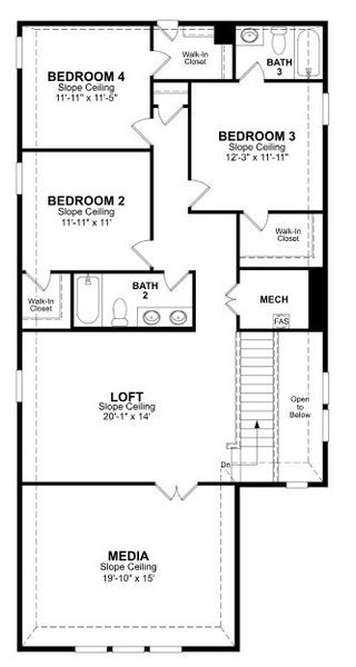2D floor plan layout of this home in Churchill: Fields 40', Anna, TX (Image 2).