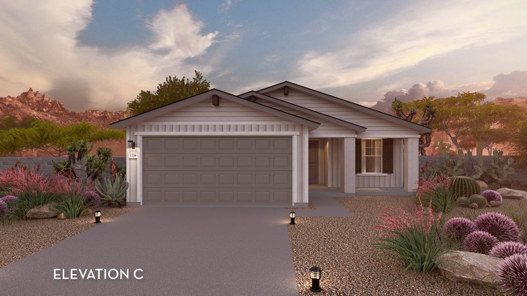 Representative exterior photo of a completed home built from the Comal by CastleRock Communities in Perkinsville, Chino Valley, AZ (Image 2). Representative exterior photo of a completed home built from the Comal by CastleRock Communities in Perkinsville, Chino Valley, AZ (Image 2).