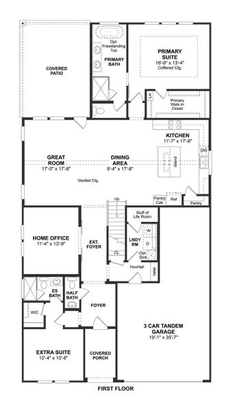 2D floor plan layout for the Tuscaloosa by K. Hovnanian® Homes in North Sky, Celina, TX (Image 4). 2D floor plan layout for the Tuscaloosa by K. Hovnanian® Homes in North Sky, Celina, TX (Image 4).