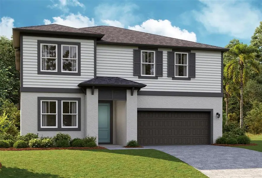 Front exterior of a new home in Pasadena Woods, Dade City, FL, highlighting curb appeal (Image 1). Front exterior of a new home in Pasadena Woods, Dade City, FL, highlighting curb appeal (Image 1).