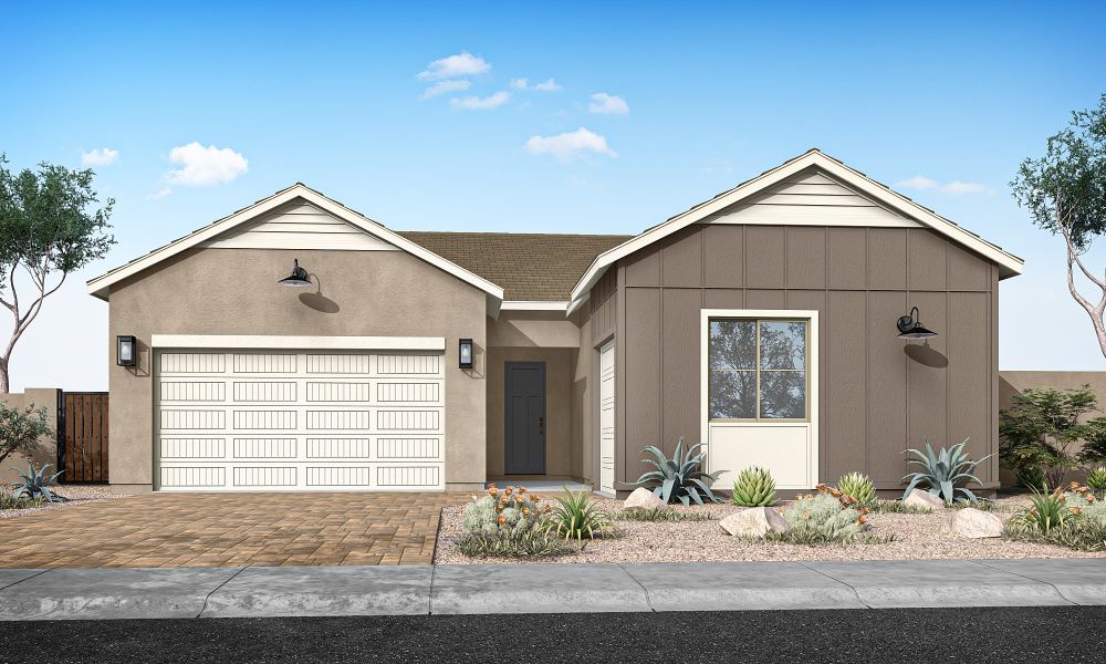 Representative exterior photo of a completed home built from the Elden Plan 4505 by Tri Pointe Homes in Soleo, San Tan Valley, AZ (Image 18). Representative exterior photo of a completed home built from the Elden Plan 4505 by Tri Pointe Homes in Soleo, San Tan Valley, AZ (Image 18).
