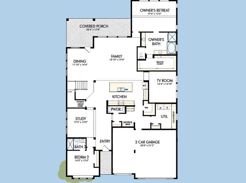 2D floor plan layout for the The Stamford by David Weekley Homes in Walden Creek – Summit Collection, Montgomery, TX (Image 3).