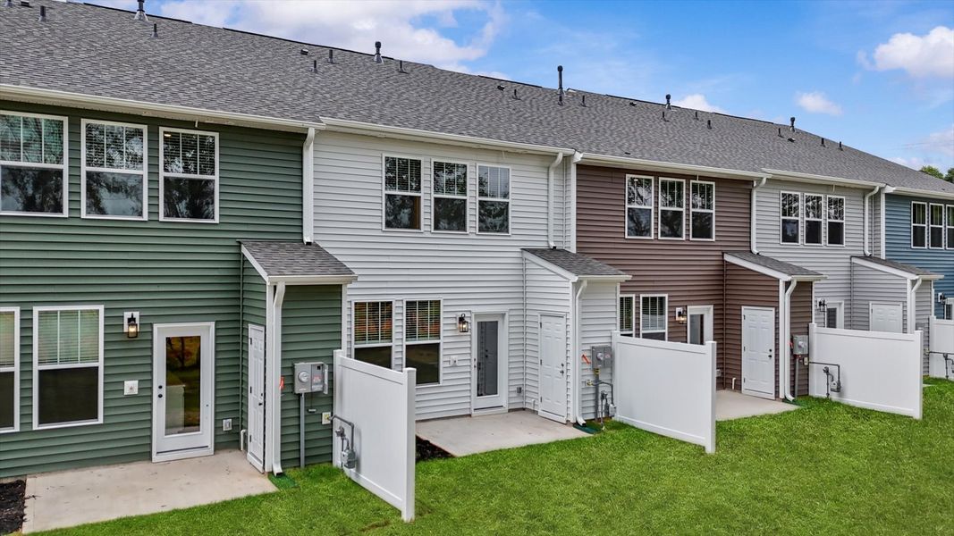 Townhome with rear shed at Ransdell Pointe by DRB Homes in Spartanburg, SC