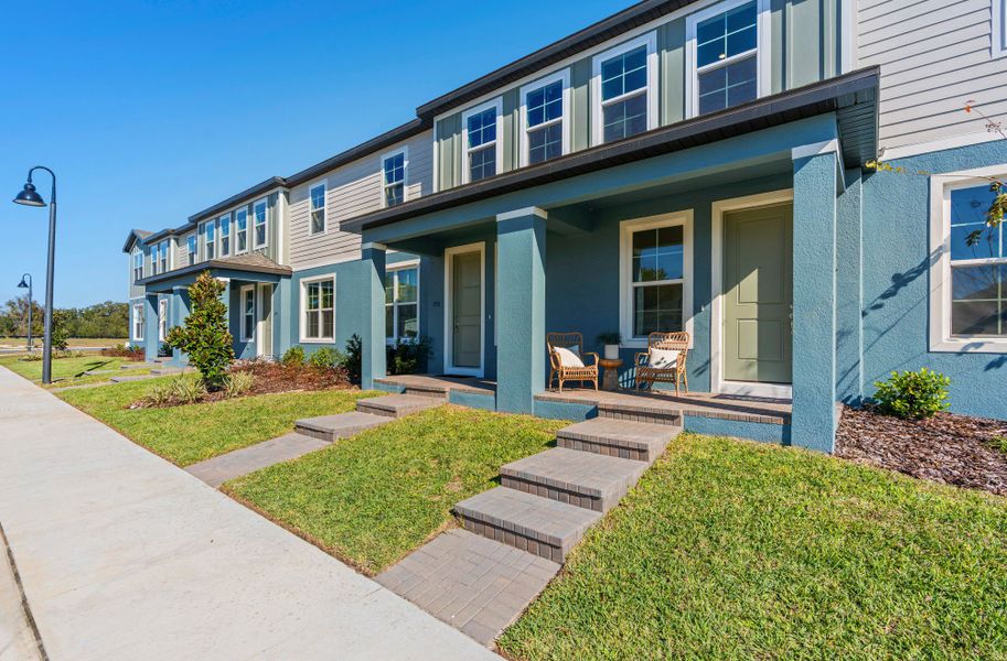 Covered Front Porch and Paver Leadwalk