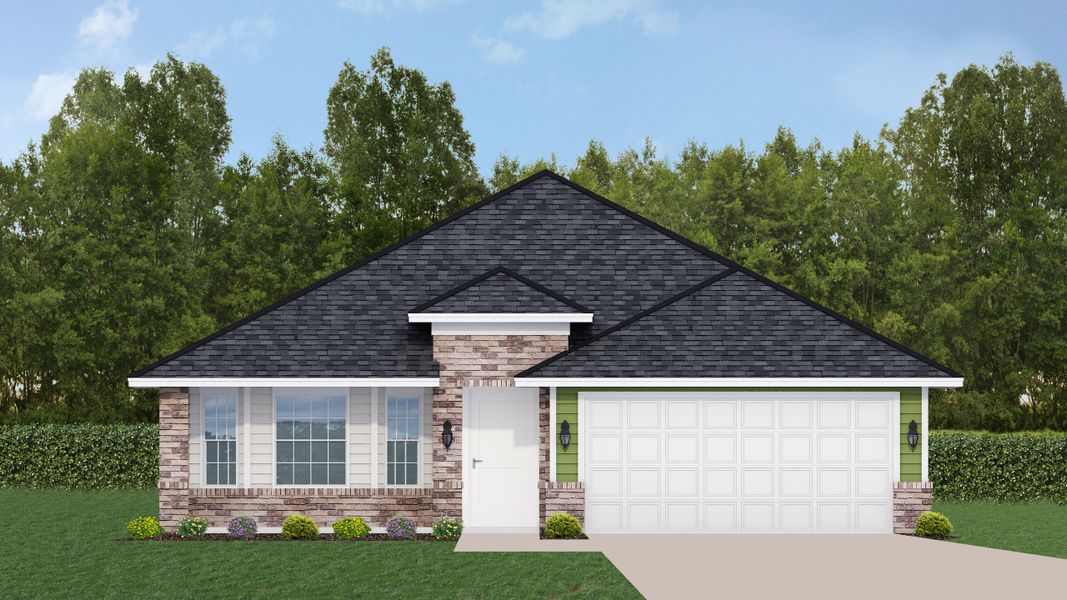 Representative exterior photo of a completed home built from the 1780 by Adams Homes in Ricker Estates, Jacksonville, FL (Image 21). Representative exterior photo of a completed home built from the 1780 by Adams Homes in Ricker Estates, Jacksonville, FL (Image 21).