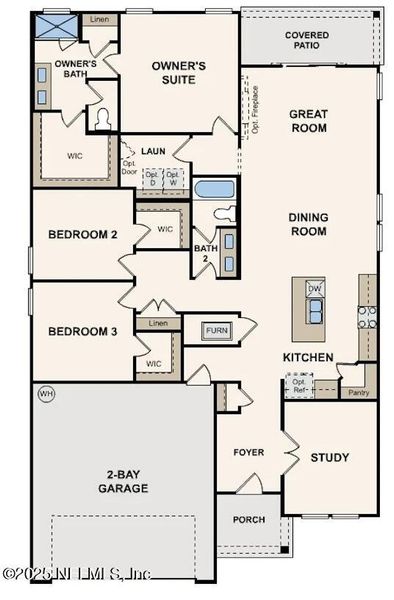 2D floor plan layout of this home in The Magnolia Series at Reserve East, Flagler Beach, FL (Image 5).