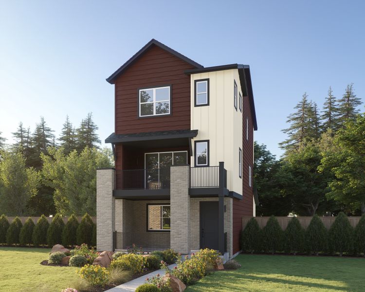 Representative exterior photo of a completed home built from the Apex Three by Brookfield Residential in Apex at Uplands, Westminster, CO (Image 2). Representative exterior photo of a completed home built from the Apex Three by Brookfield Residential in Apex at Uplands, Westminster, CO (Image 2).