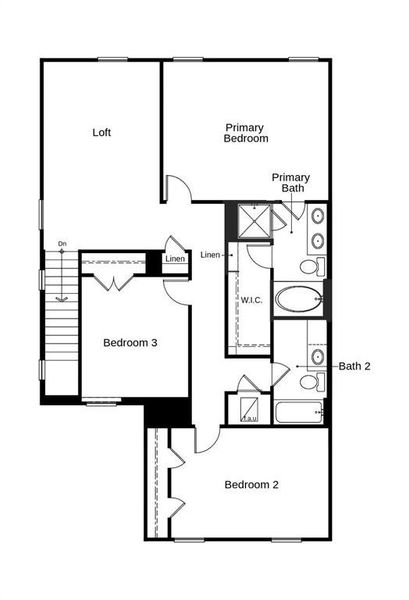 This floor plan features 3 bedrooms, 2 full baths, 1 half bath and over 2,200 square feet of living space.