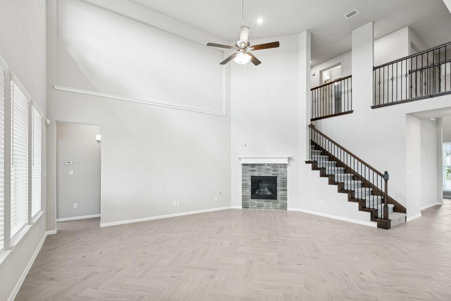 Cozy fireplace in the great room
