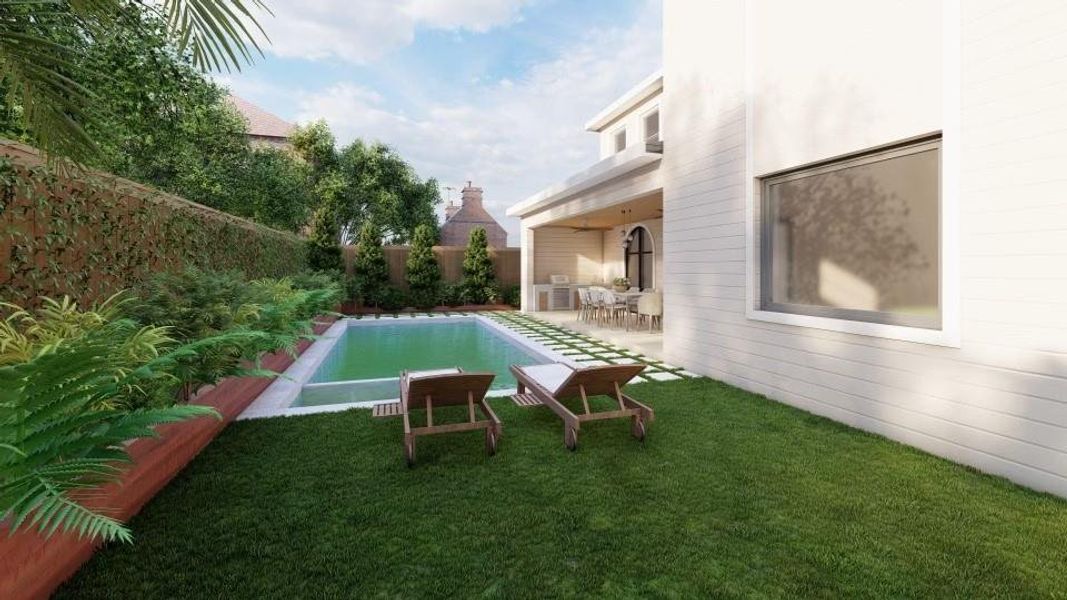 **Please note: This image is a digital rendering of the pool design for the backyard of a home currently under construction and is not an actual representation of the finished project.** **Please note: This image is a digital rendering of the pool design for the backyard of a home currently under construction and is not an actual representation of the finished project.**