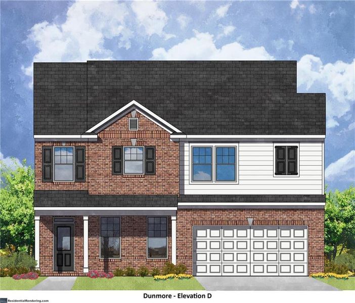 Exterior rendering of this home design in Hickory Heights, Acworth, GA (Image 1). Exterior rendering of this home design in Hickory Heights, Acworth, GA (Image 1).